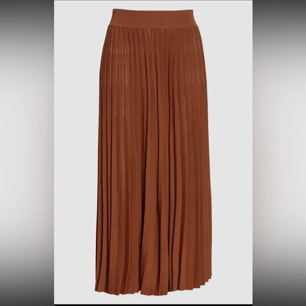 SOLD OUT rag & bone Esme Pleated Midi Skirt Brown NWT XS - Picture 2 of 9